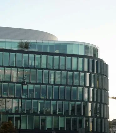 Modern glass office building exterior detail